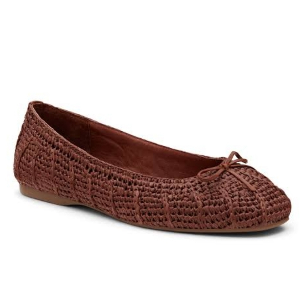 New Birdies The Hummingbird Woven Bow Flats Walnut Raffia